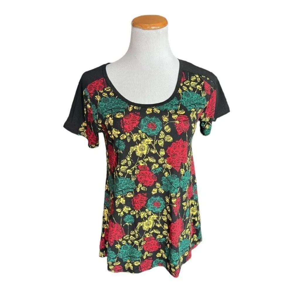 New Womens Lularoe Multi-Colored Floral Print Classic T Tee Shirt - Sz XS